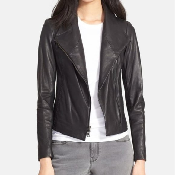 VINCE Genuine Leather Scuba Jacket - Picture 3 of 8